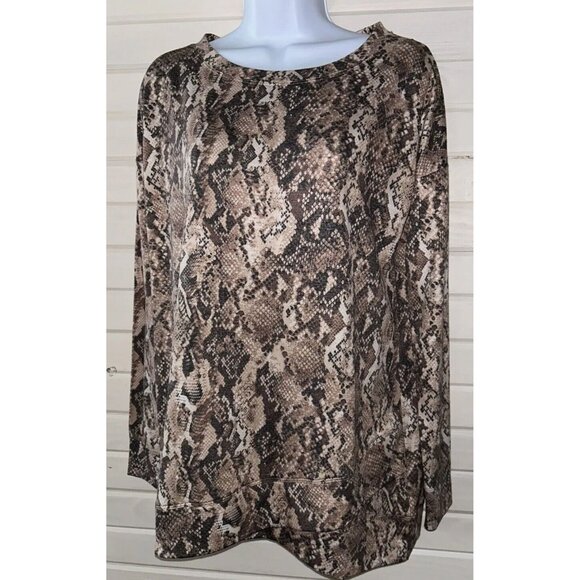NWT ID Ideology Sz SMALL Sweatshirt Tunic Snake Print Tulip Hem Athleisure Gym - Picture 1 of 14